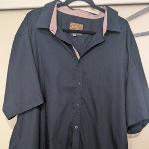 Johnny Bigg Men's Short sleeve collard shirt- textured dark blue- US 2XLT